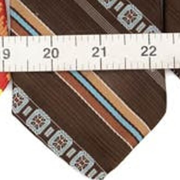 Vintage Brown Striped 60's 70's Retro Necktie Neck Tie - Picture 4 of 6